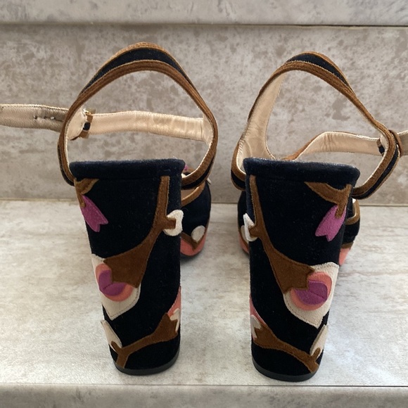 Prada Floral Suede Platform Heels - Picture 3 of 8
